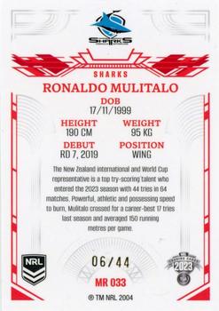 2023 NRL Traders Elite - Mojo Ruby #MR033 Ronaldo Mulitalo Back